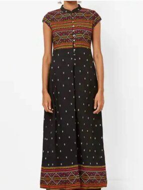 Vishudh | Black Printed A-Line Kurta / Maxi Dress / Duster